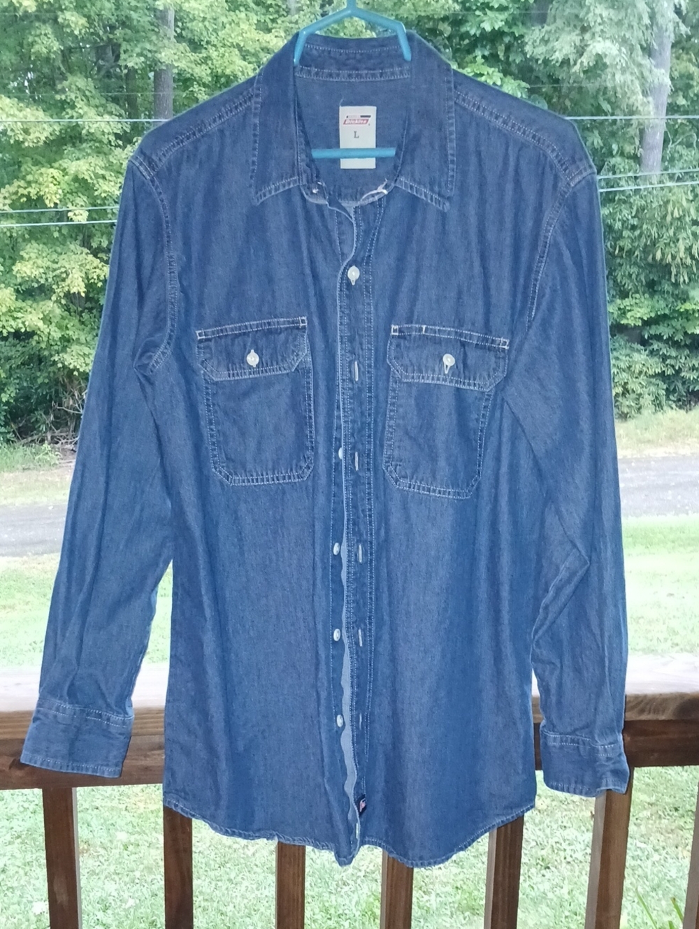 Dickies Men's Cotton Denim Shirt Blue Large Like New